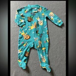 Cocomelon Pajama Sleeper Boy Girl Unisex 3-6 Months Teal Babies Cute Cartoon